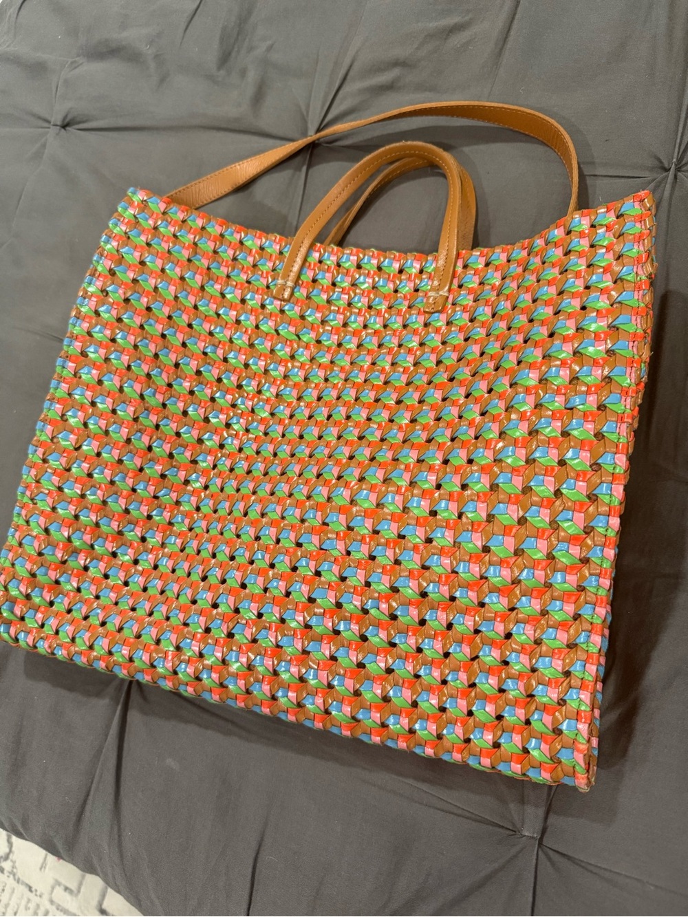 RARE Clare V Simple Tote Natural Multi Rattan - Picture 6 of 11